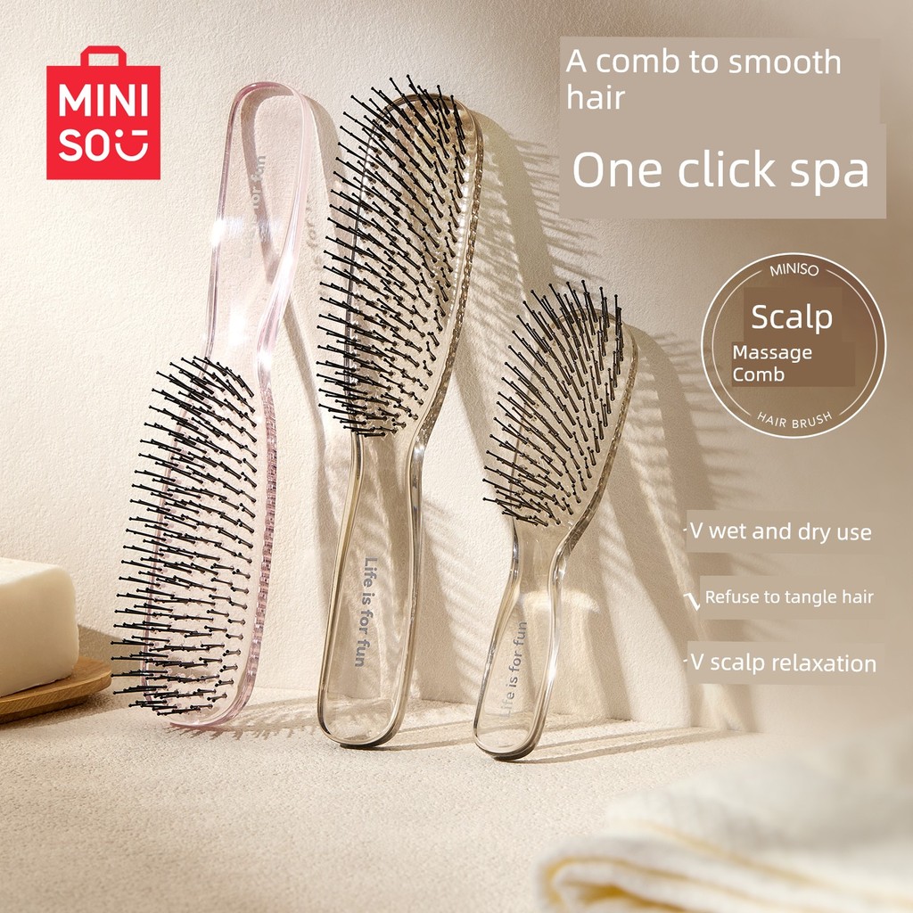 MINISO MINISO Lược Cao Cấp Ướt Khô Lược Massage Di Động Nhỏ Lông Tơ Túi Khí Đệm Lược Chải Tóc Lược
