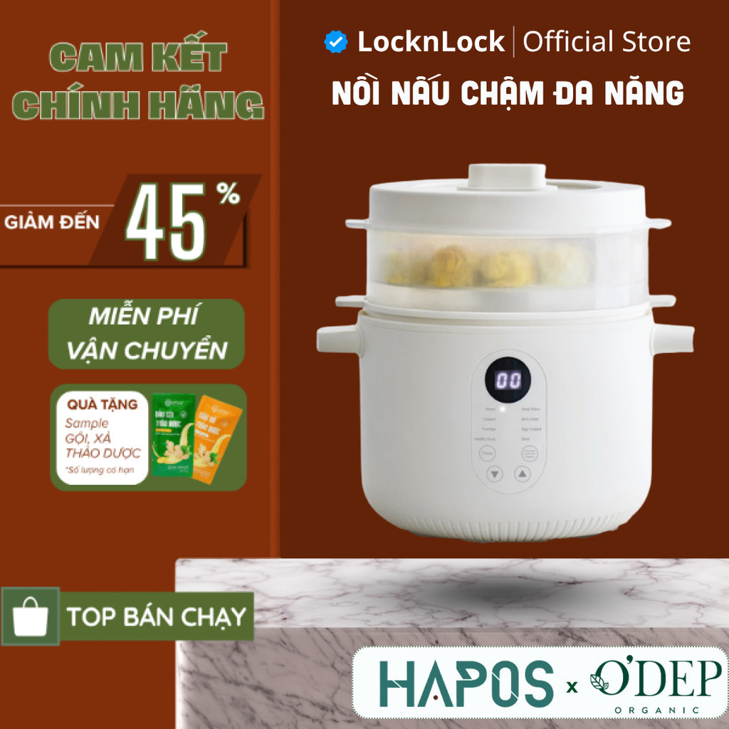 Nồi nấu chậm đa năng Locknlock Bianco Multi-function Slow Cooker 2.5L EJP164IVY - HAPOS LOF