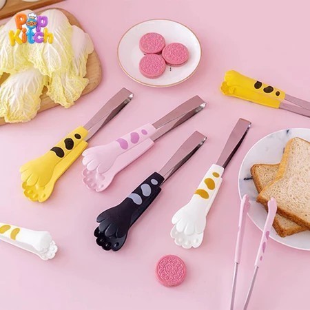 【PopKitch】Kẹp nhỏ dùng làm bánh trong bếp, kẹp thực phẩm hình mèo, kẹp silicon không gỉ mini chống bỏng