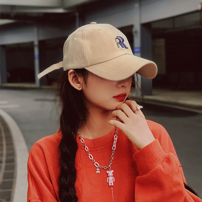 Cai Xiaochubby Double R Cong Vành Mũ Nữ Nhìn Mặt Nhỏ Kaki ins Phiên Bản Hàn Quốc Chu Vi Đầu Lớn Thu 