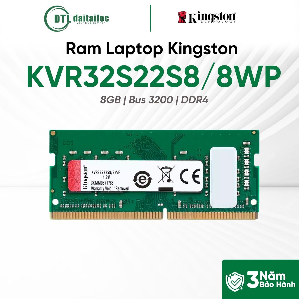 Ram Laptop Kingston 8GB Bus 3200 (KVR32S22S8/8WP) | Chính Hãng | Bảo Hành 36 Tháng