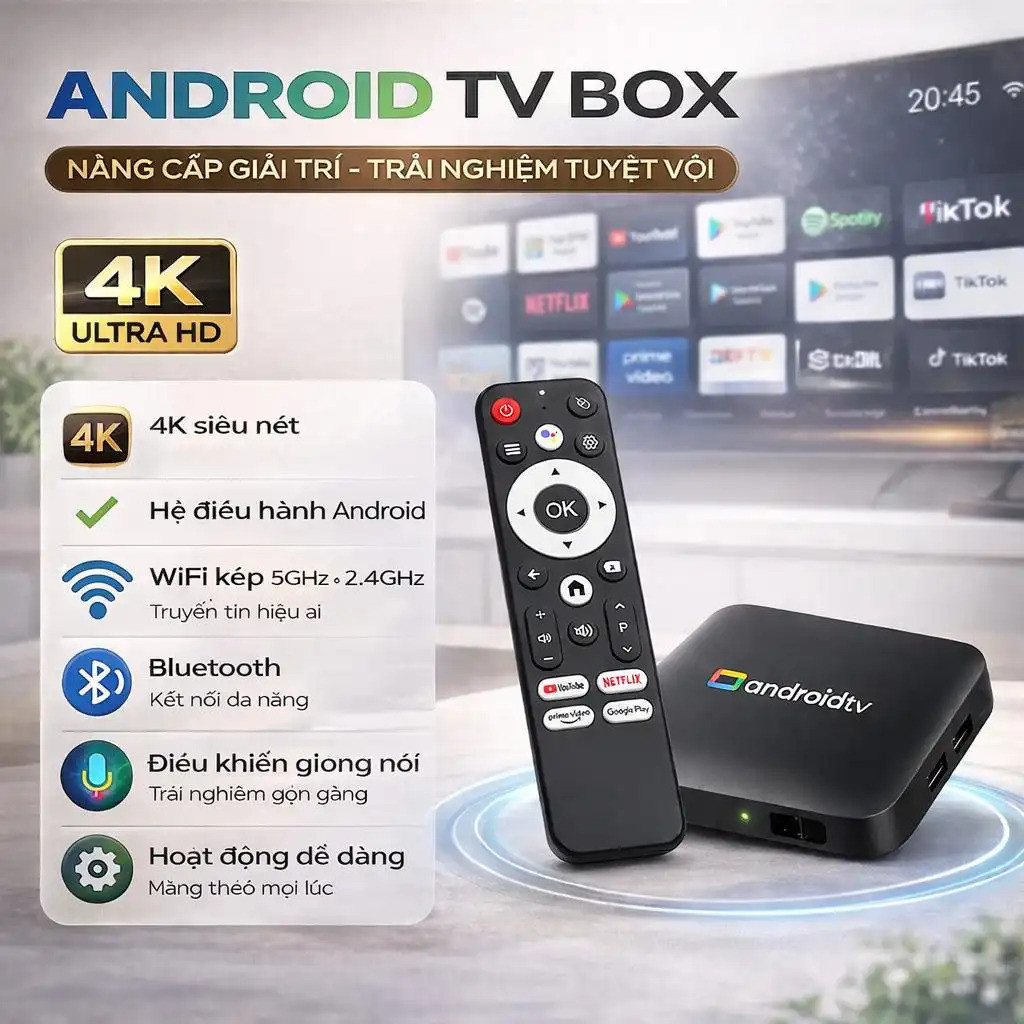 Android TV Box TV Box Android đầu thu Android box giải mã 4K box TV thông minh, hỗ trợ 4K sắc nét, B