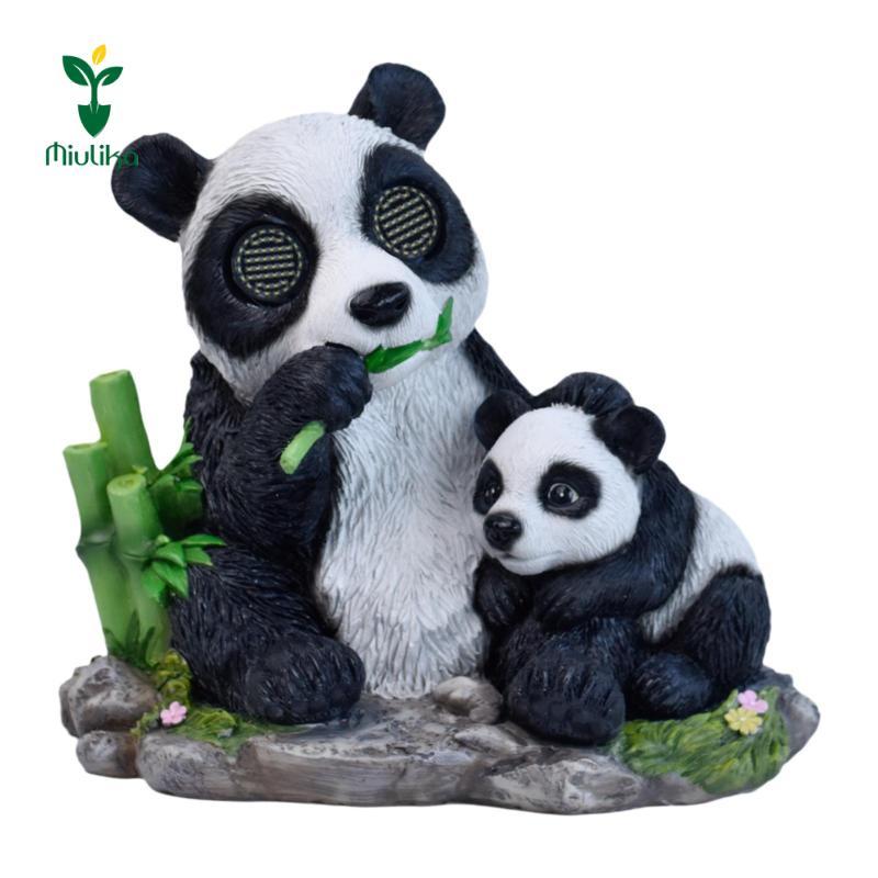 Miulika Creative Garden Panda Đèn Năng Lượng Mặt Trời Trang Trí Nhựa Hình Động Vật Cho Sân Ngoài Trờ