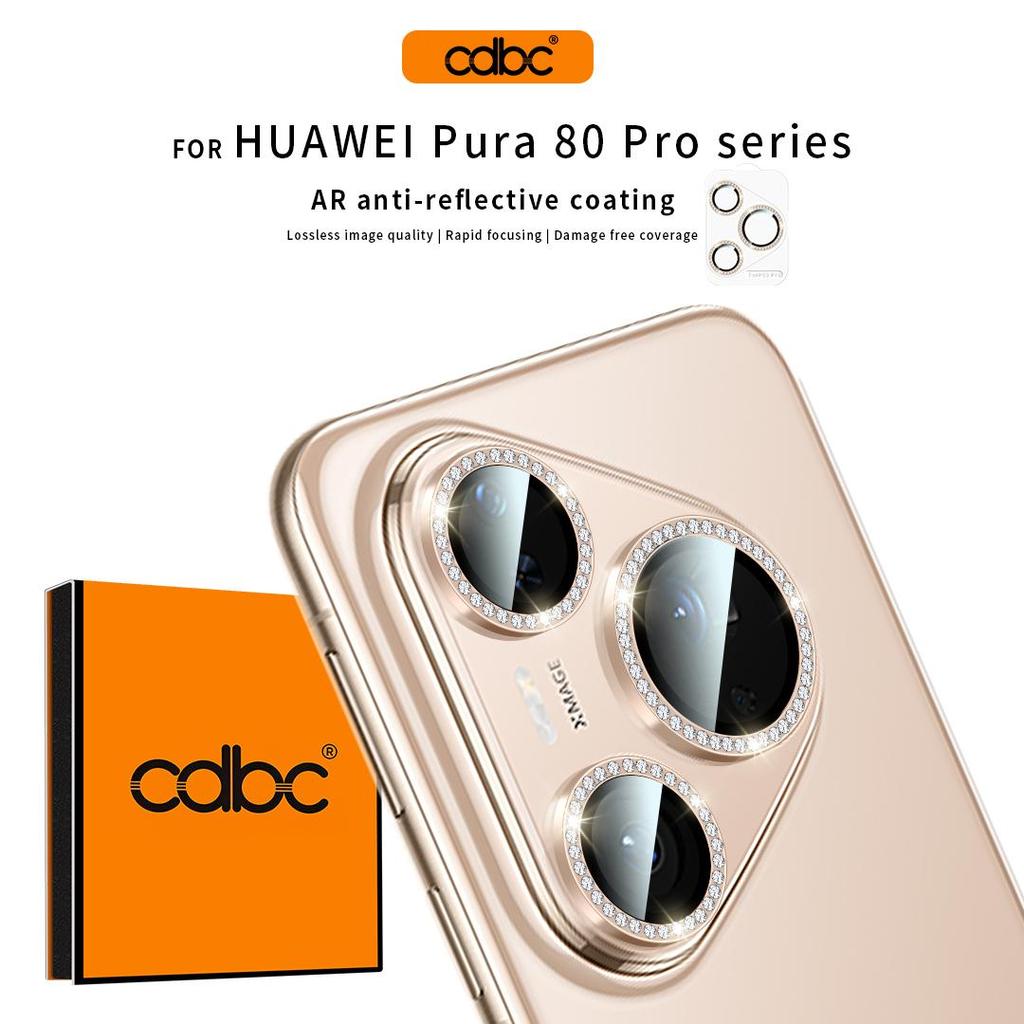 [cdbc] Phim ống kính máy ảnh kim loại kim cương Bling - Chống trầy xước & chống sốc cho HUAWEI P80 /