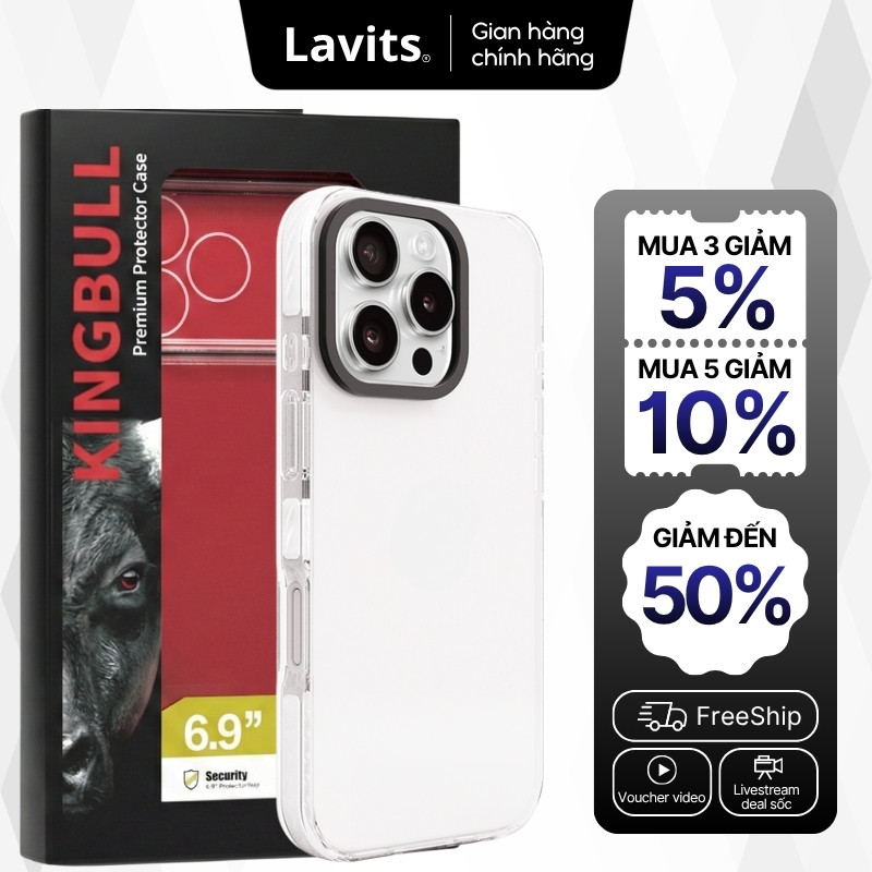 Ốp Lưng iPhone KINGBULL TS35 Chống Sốc Va Đập Hạn Chế Bám Vân Tay Ố Vàng Có Viền Bảo Vệ Camera