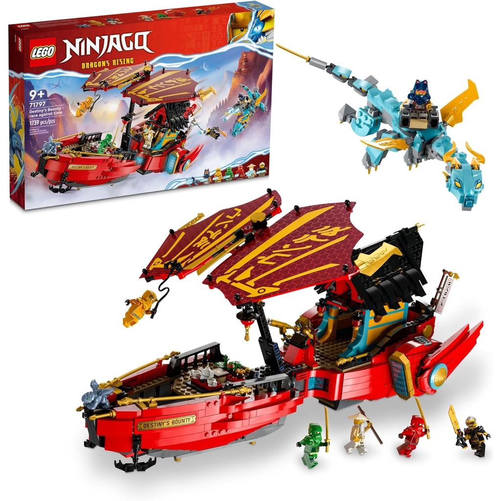 LEGO NINJAGO Destiny 's Bounty – Race Against Time 71797 Đồ chơi xây dựng có tàu bay Ninja, 2 con rồ