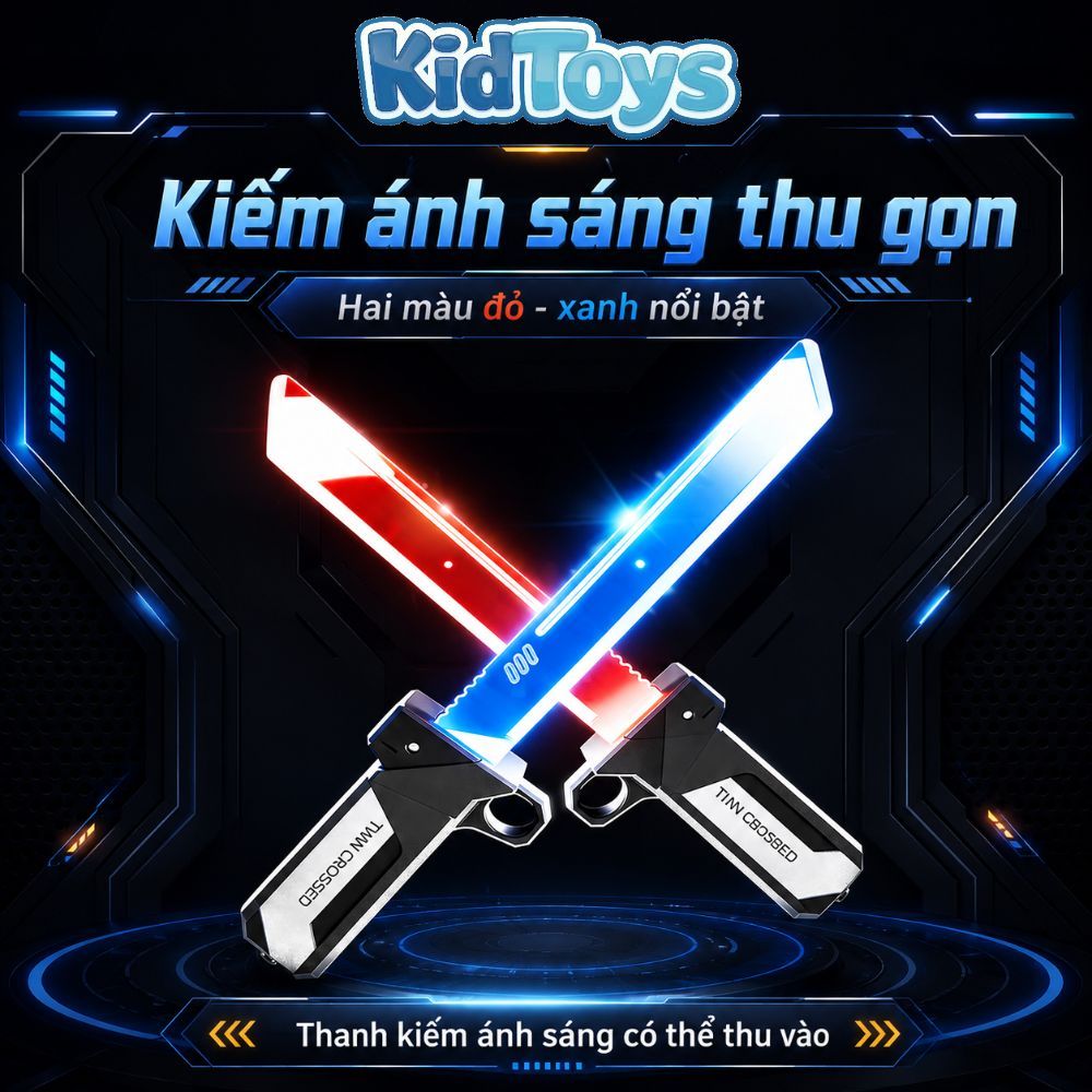 Đồ Chơi Kiếm Phát Sáng LED KidToys - 2 Kiếm Ghép Thành Kiếm Đôi Siêu Ngầu Cho Bé