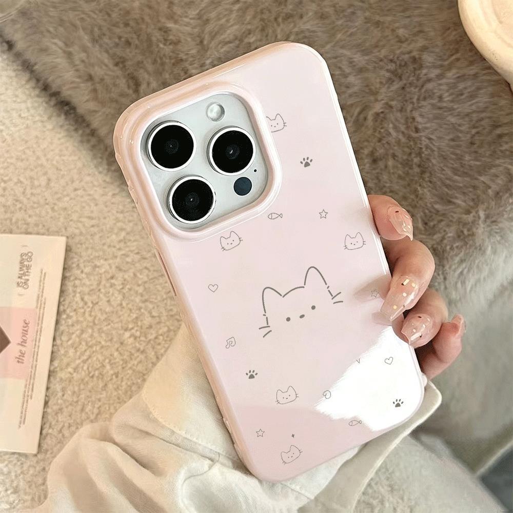 Mèo đường nét Vỏ kẹo dẻo phù hợp với các loại vỏ điện thoại 17/16/15/14/13p, 12/11