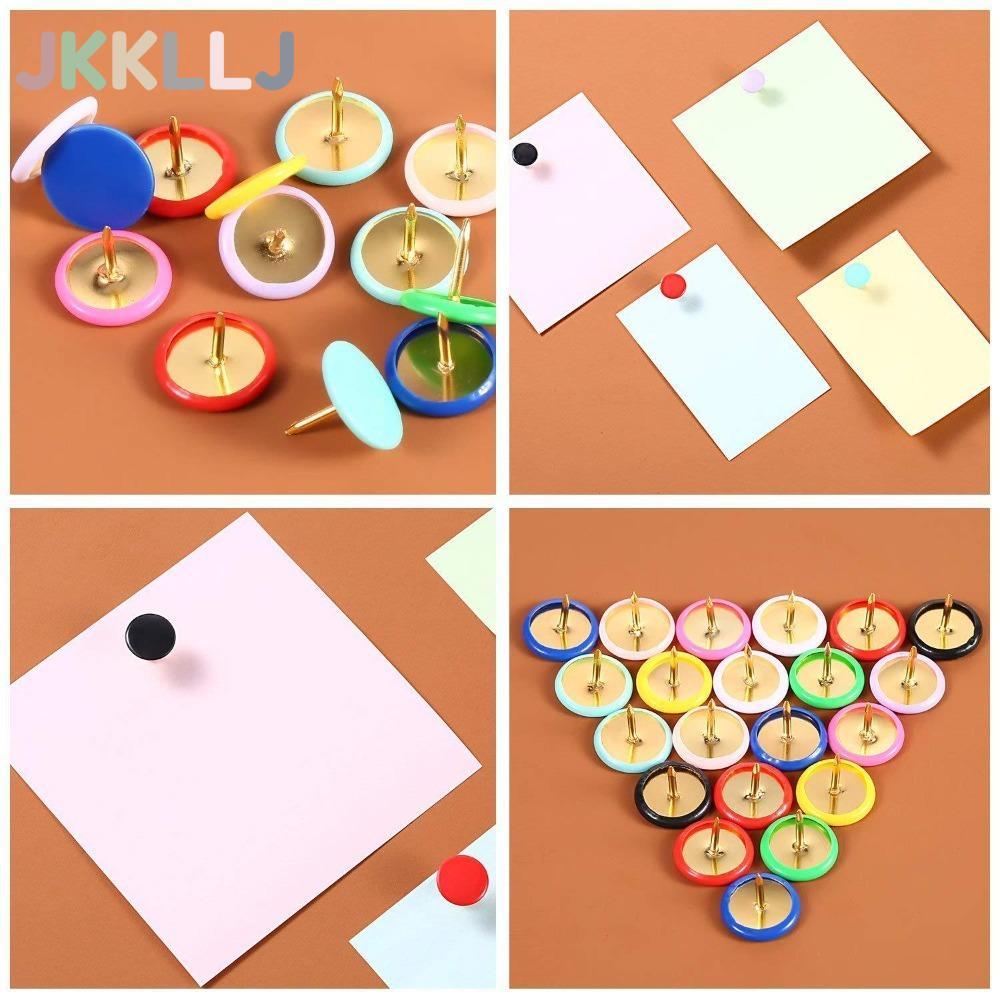 JKKLLJ 100 Cái Tacks, Tacks Point Bulletin Vẽ Chân đẩy tròn, Đồ dùng văn phòng Ngón tay cái Màu kim 