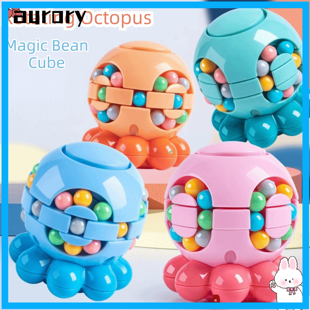 AURORY Magic Bean Cube Spinner, Bạch Tuộc Hình Cầu Nhựa Xoay Bóng, Ngón Tay Con Quay Bóng Ngón Tay S