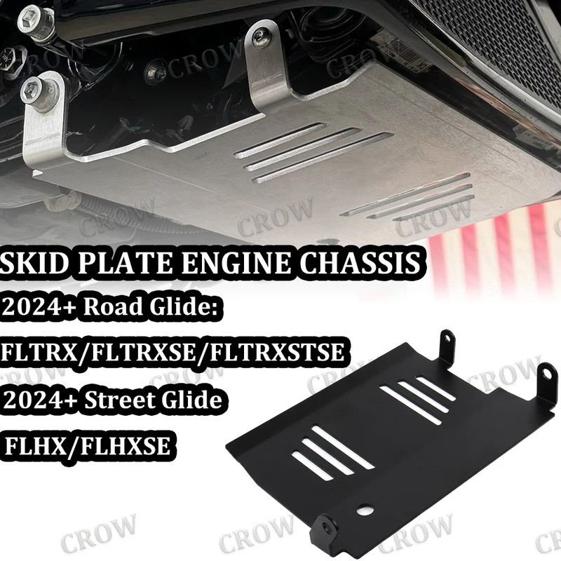 Dành Cho Harley CVO Road Glide FLTRXSE 2024 Tấm Trượt Động Cơ Dưới Khung Xe Bảo Vệ Đen Bạc Phụ Kiện 