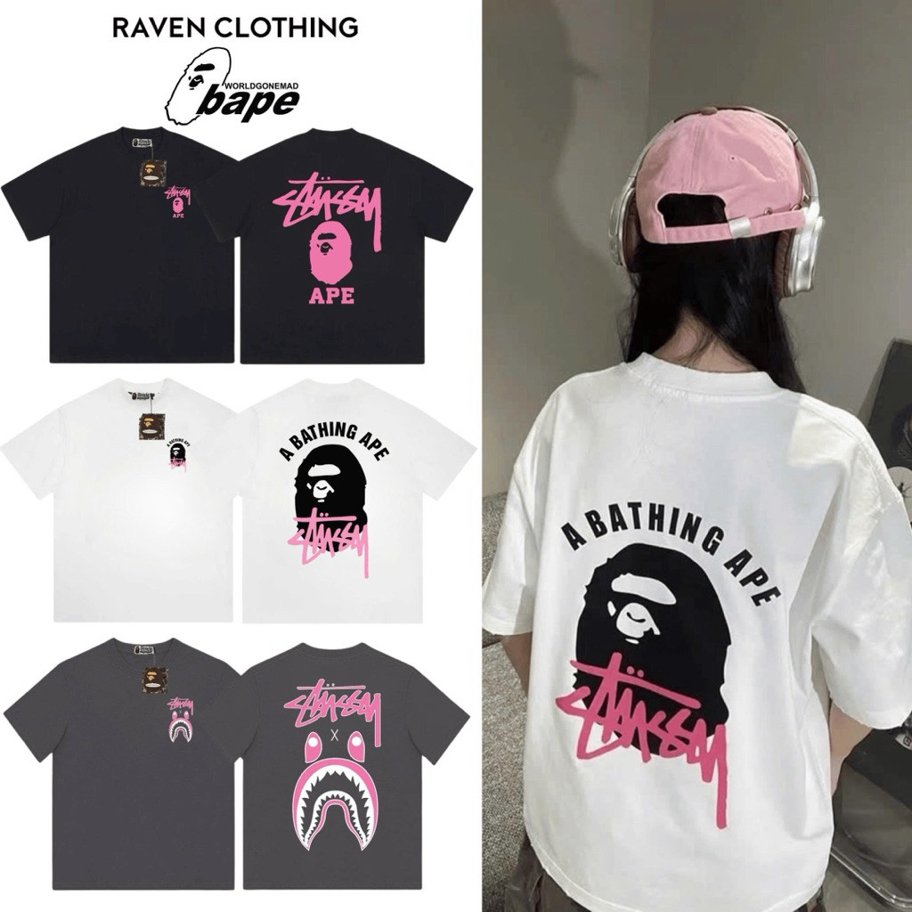 Áo Thun BAPE X STUSSY 2025 Full Tag 100% Cotton 250GSM