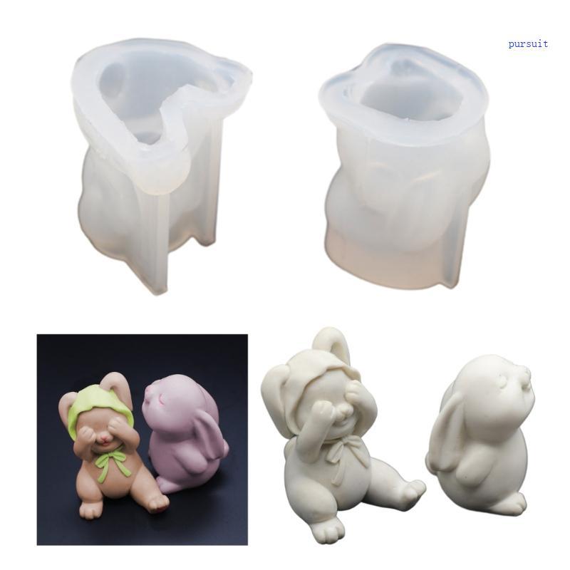 SUIT 3D Lấp Lánh Bunny Khuôn Chống Dính Thơm Khuôn DIY Xà Phòng-Art