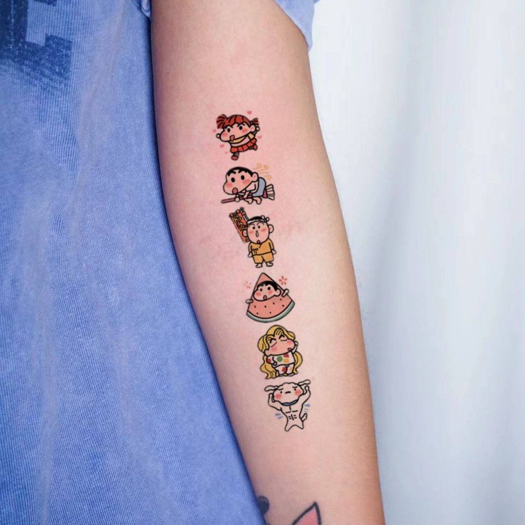 hình xăm dán hình xăm 15 ngày Hình xăm nhỏ Inspired by Crayon Shin-chan, nhiều màu sắc, chống thấm n