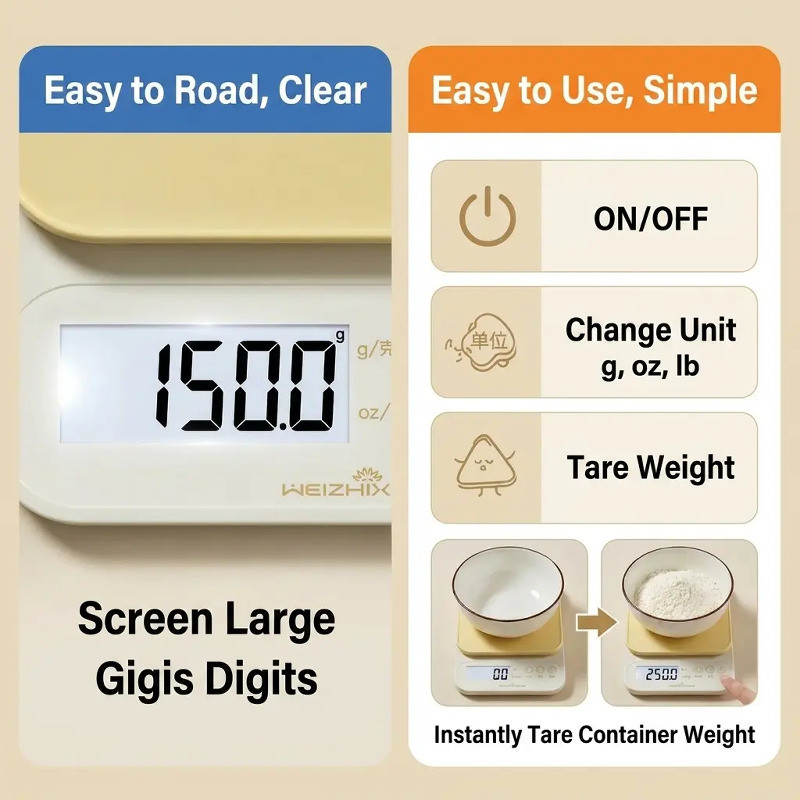[Accurate Weighing] Kitchen Scale / Food Scale / Gram Scale [Portable and Precise] for Food Prep and