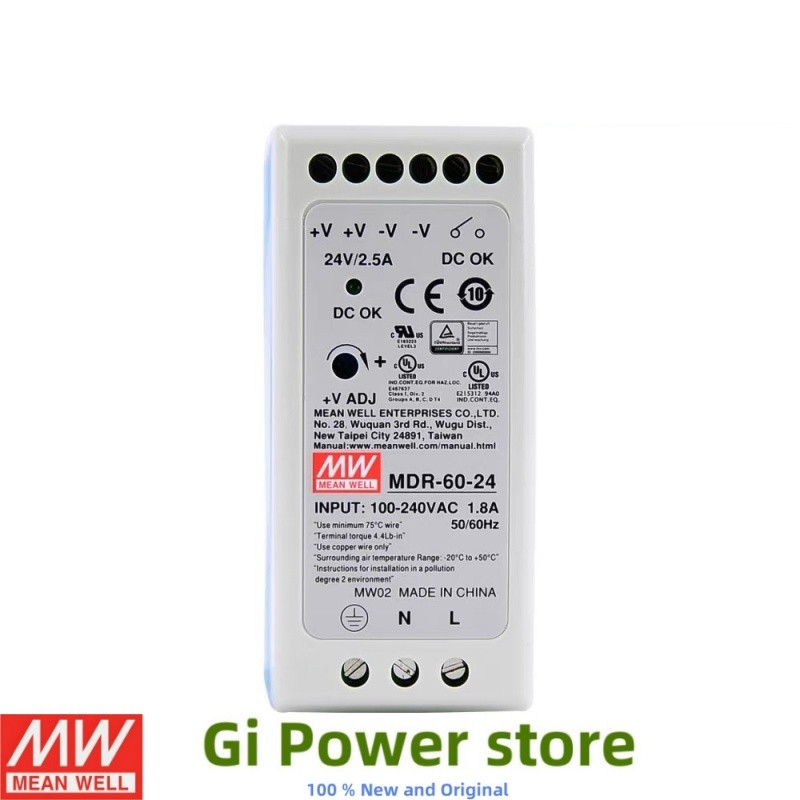MDR-60 60W MEAN WELL Đầu ra đơn DIN Rail Power Supply MDR-60-5V Vỏ nhựa mỏng MDR-60-48 MDR-60-12 MDR