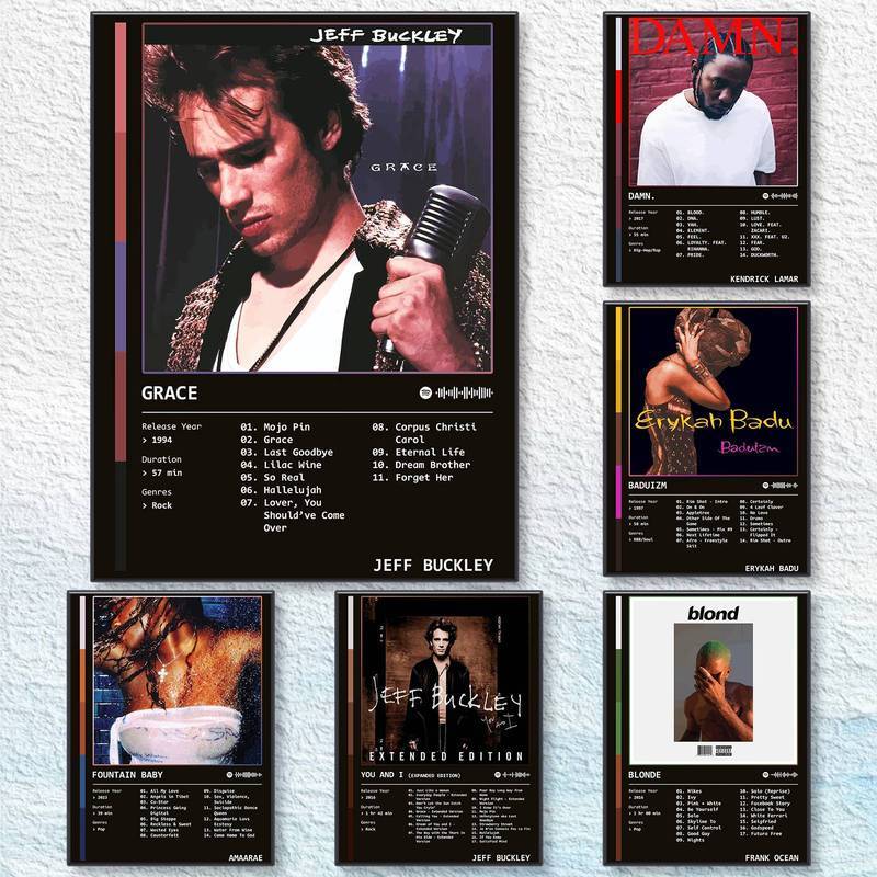 Chống Thấm Nước Không Khung Jeff Buckley Grace Frank Ocean Cô Gái Tóc Vàng Kendrick Lamar DAMN Album