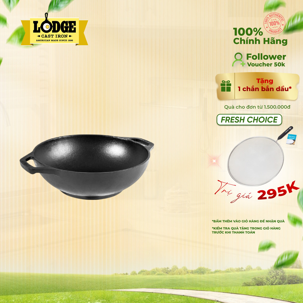 Lodge - Chảo gang Wok - 16cm- sử dụng tất cả loại bếp- Hàng chính hãng