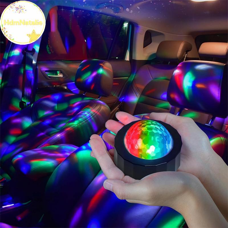 HdmNatalie Xe Disco Ball Mini Disco Ball Cho Xe Ô Tô Âm Thanh Kích Hoạt Nhiều Màu Đèn Disco Bên Tron