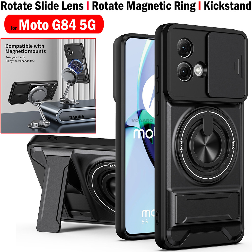 Ống Kính Trượt Funda Cho Motorola Moto G84 5G Ốp Lưng Xoay Vòng Từ Tính Cho Motorola G84 5G Ốp Lưng 