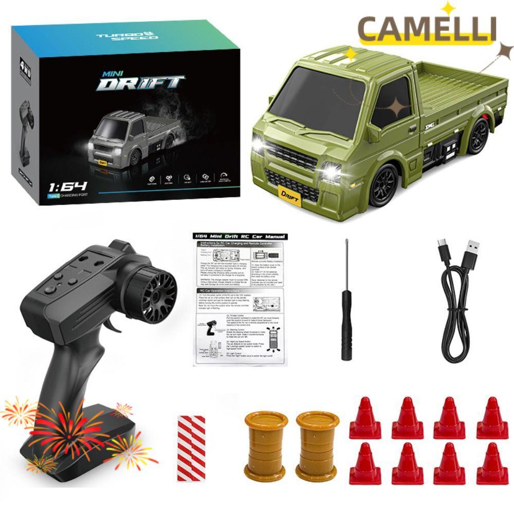CAMELLIK3 RC Drift Car, Đèn LED 4WD 1: 64 RC Truck, Tốc độ cao 2.4G Mini RC Car Desktop Racing Toy