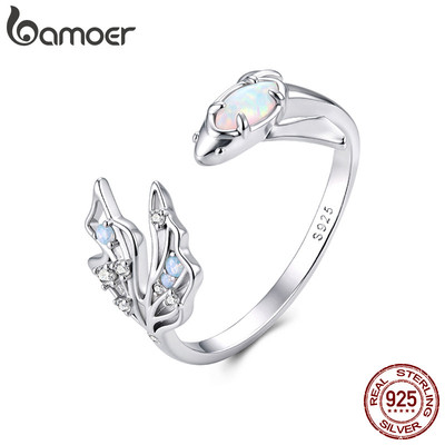 Bamoer Bạc 925 Mở Nhẫn Có Thể Điều Chỉnh Kích Thước Betta Cá Trang Sức Thời Trang Quà Tặng Cho Nữ