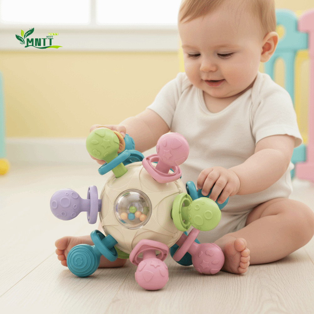 Đồ chơi bóng đa giác quan MNTT Silicone mềm Grab Spin cho bé 0-12 tháng tuổi