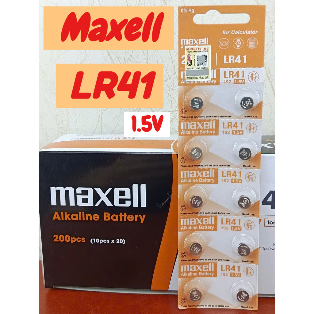 Pin nút áo LR41 / AG3 / 192 Maxell Alkaline 1.5V - Chính hãng nhật bản