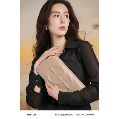 Áo sơ mi chiffon đen cổ đức thiết kế Elise FS2412012TLWOBK