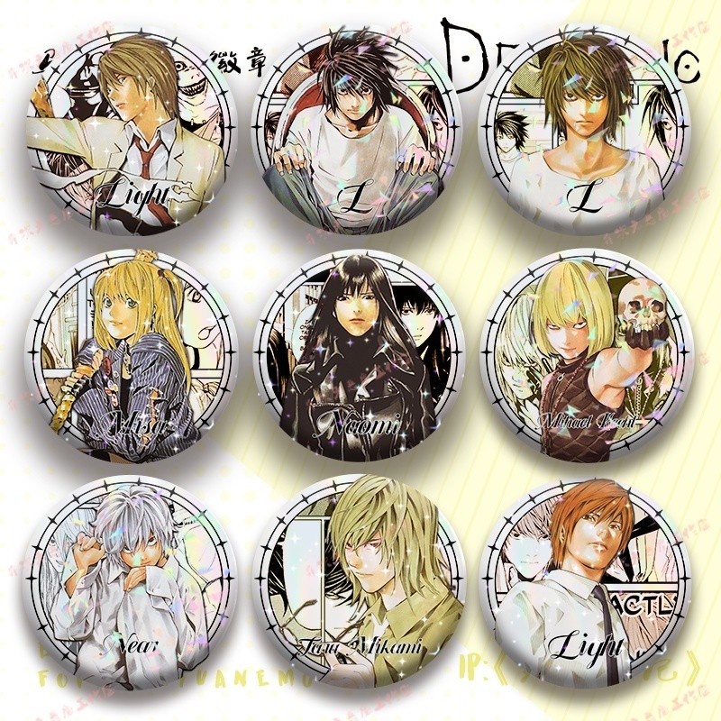 Death Note / Yagami / Lawliet / Amane / Yagami Tsuki L Death Note Hàng hóa Huy hiệu Mặt dây chuyền Y