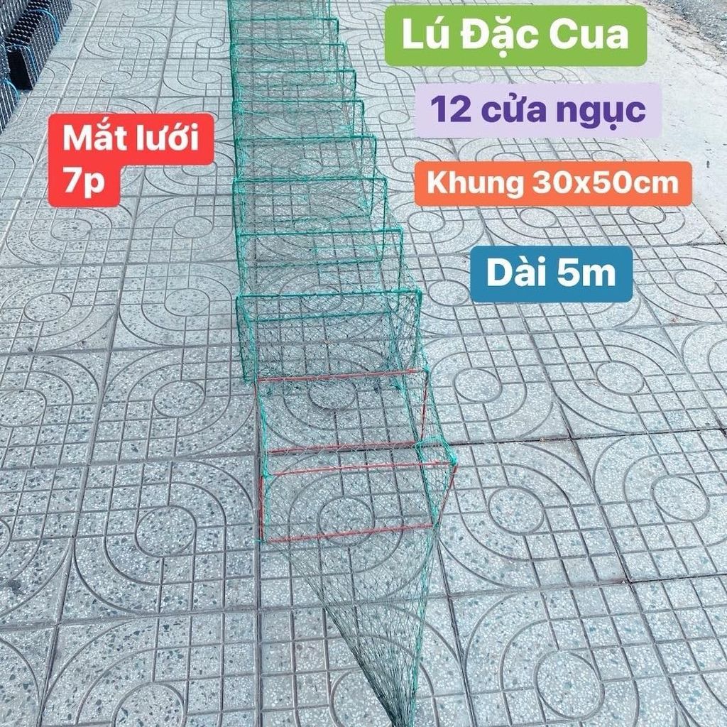Lú 12 cửa ngục 7p( 30x50cm),lú bắt quái,12 cửa ngục. lưới đậu 18, 18 vành,dài 5m Fishing Bắt Cá Bắt 
