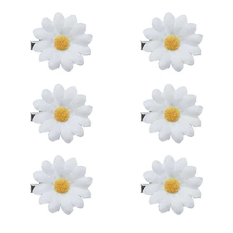 SOWAKA 6 Pcs Daisy Hair Clips Vintage Sun Flower with Alligator Clips Hair Barrette for Women Girls 
