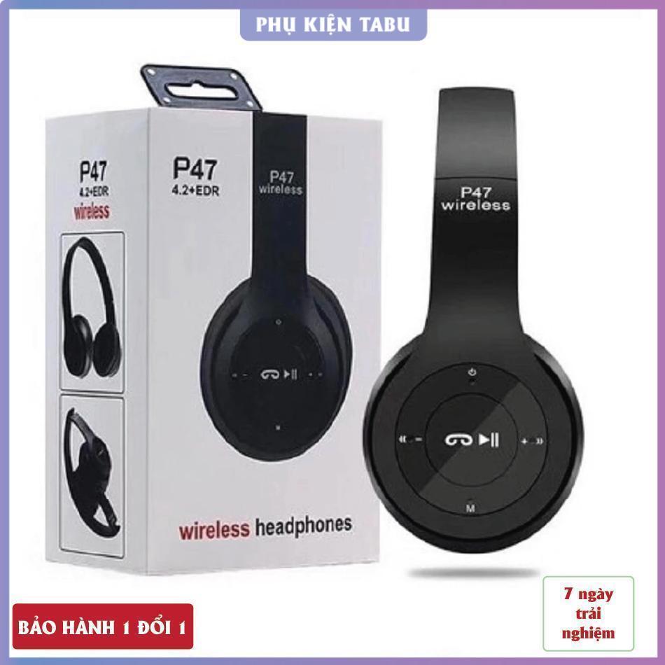 Tai Nghe Chụp Tai Bluetooth P47, Tai Không Dây Âm Bass Cực Chất, Có Thẻ Nhớ, Có Mic - Tai nghe P47 N