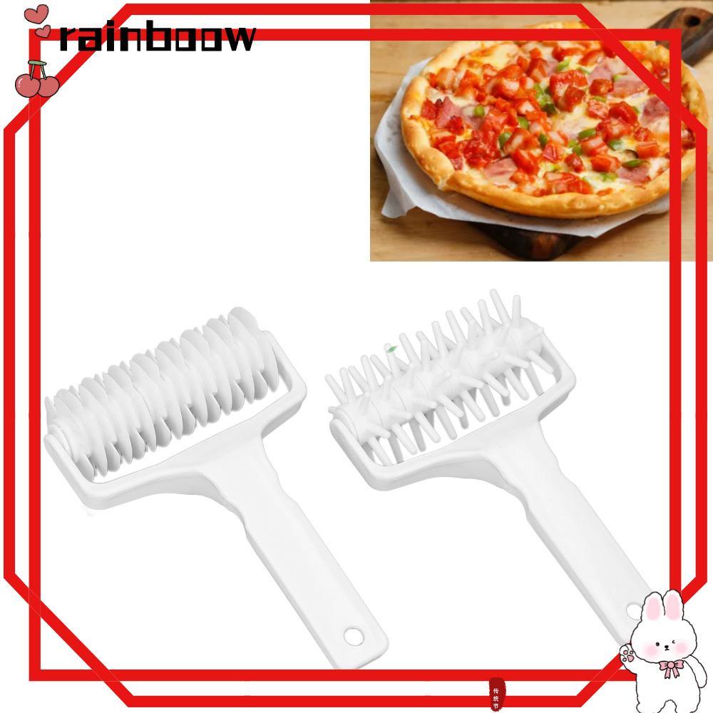 RAINBOOW 2 Chiếc Pizza Bột Con Lăn Docker, Nhựa Tay Cầm Dài Pizza Vỏ Con Lăn Docker, Lưới Trắng Con 