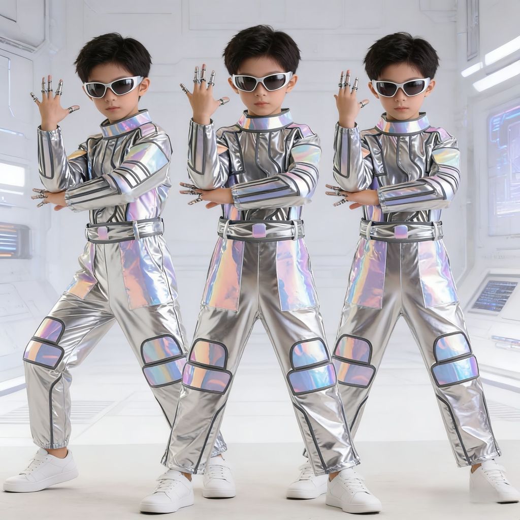 Trẻ Em Tương Lai Công Nghệ Trang Phục Bạc Robot Khiêu Vũ Trang Phục Jazz Khiêu Vũ Nhiều Màu Sắc Tran