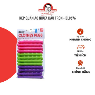 Bộ 24 cái kẹp quần áo nhựa đầu tròn màu sắc uncle bills bl0676 kẹp phơi quần áo, đồ baby, tã, đồ nhỏ, đồ lót