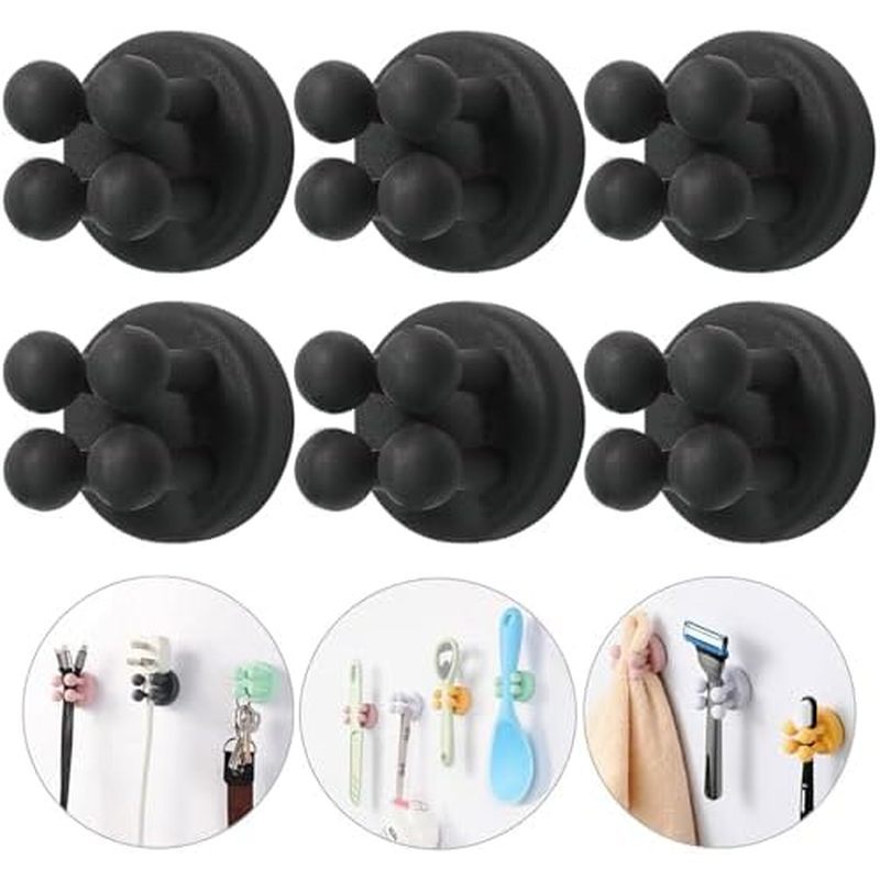 iBetterLife 4Pcs Silicone Toothbrush Holders - Multi-Function Hook Waterproof Self Adhesive Wall Mou