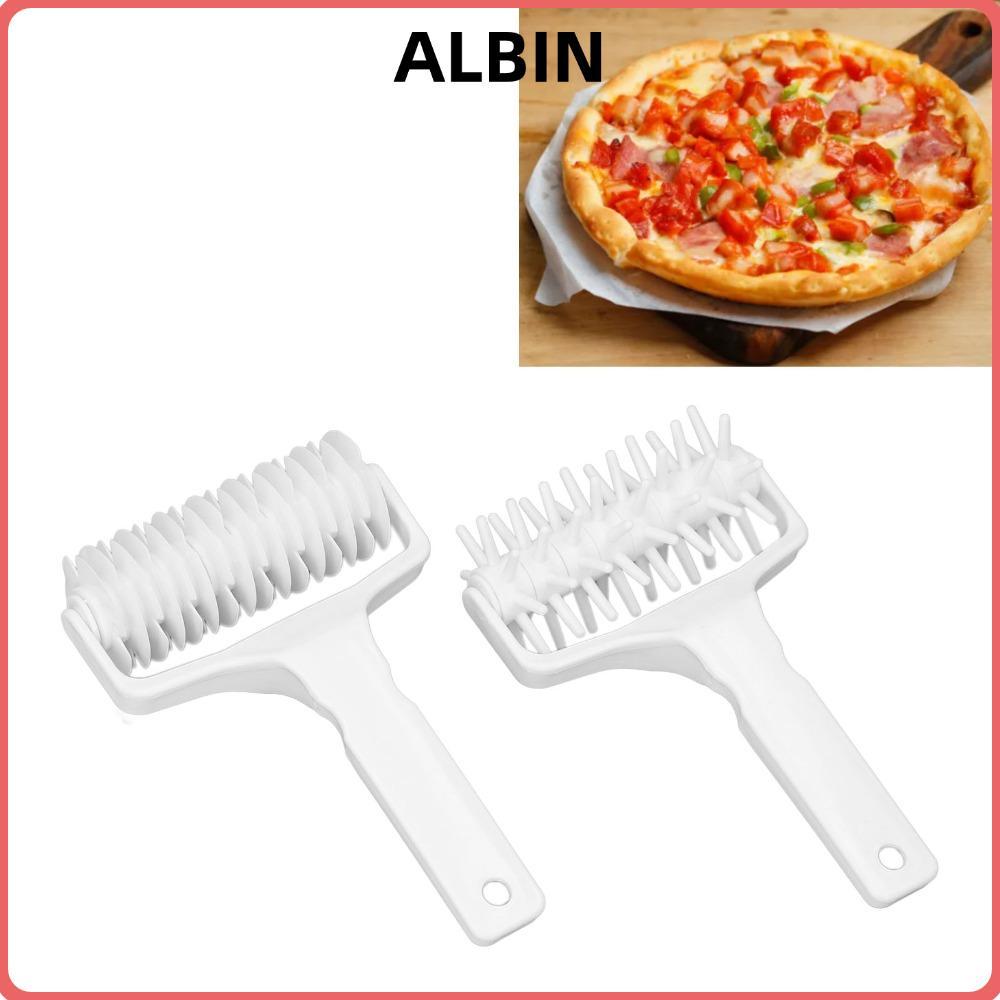 ALBIN 2 Chiếc Pizza Bột Con Lăn Docker, Nhựa Tay Cầm Dài Pizza Vỏ Con Lăn Docker, Lưới Con Lăn Cắt T