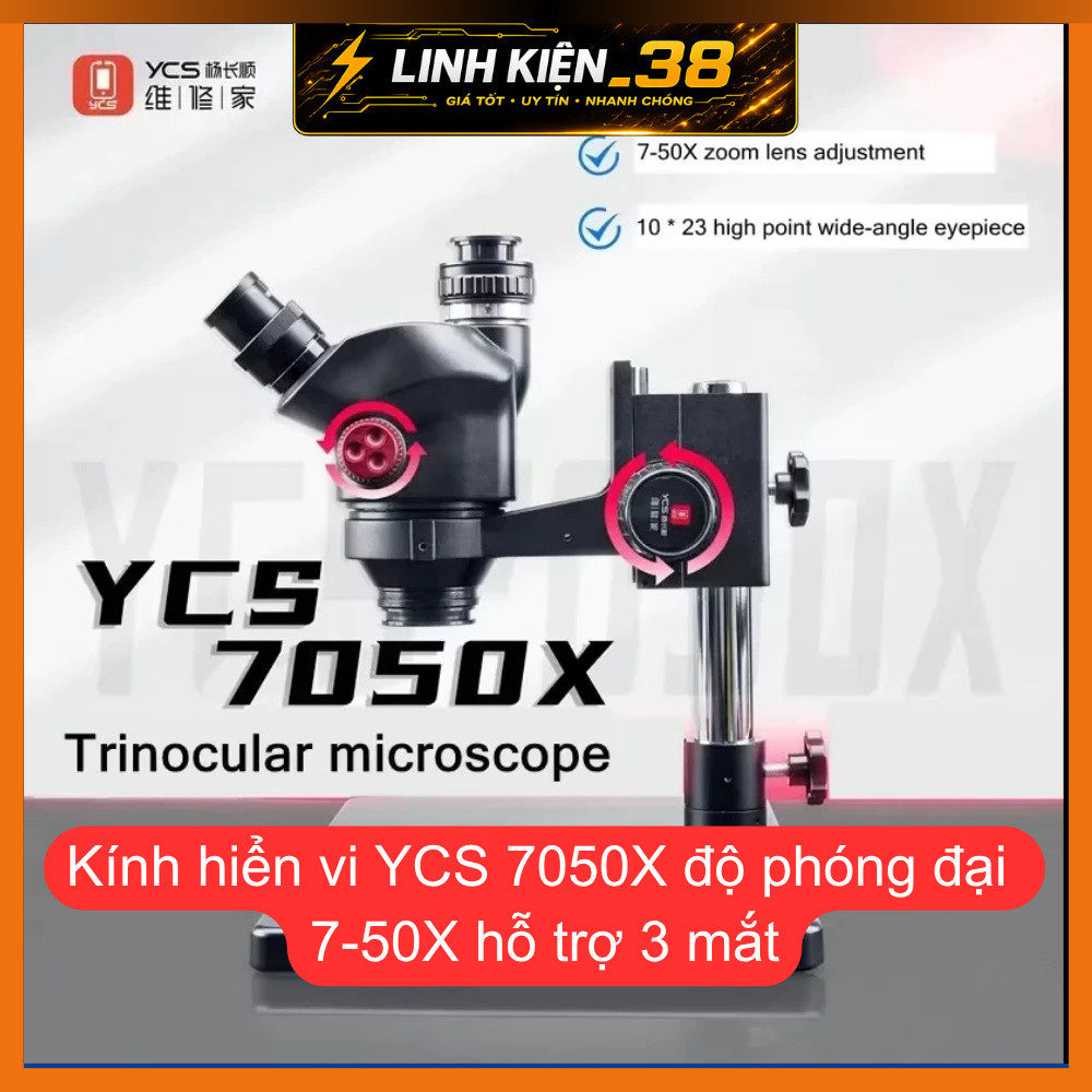 Kính hiển vi YCS 7050X độ phóng đại 7-50X hỗ trợ 3 mắt. linhkien_38