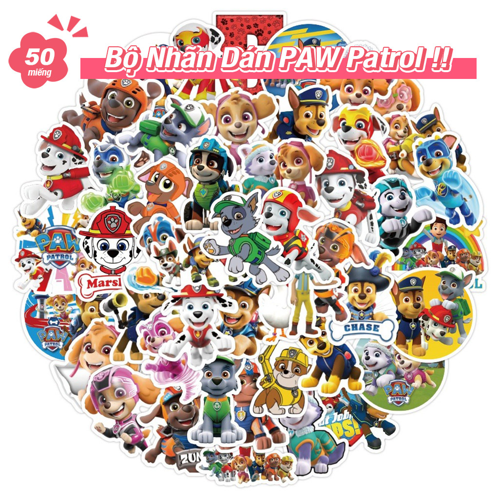 Bộ Nhãn Dán PAW Patrol Sticker Hoạt Hình Chống Thấm Nước Trang Trí Sổ Tay Dán Mũ Bảo Hiểm Đồ Chơi Qu