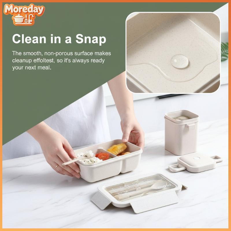 MOD Trẻ Em Rơm Lúa Mì Bento Hộp BPA Free Vi Sóng An Toàn Thân Thiện Với Môi Trường Hộp Cơm Trưa Cho 