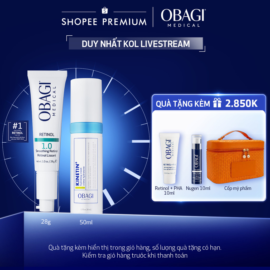 [Obagi - Lucie] Bộ đôi Kem chống lão hóa Obagi Retinol 1.0 28g và Kem dưỡng phục hồi Kinetin+ Hydrat