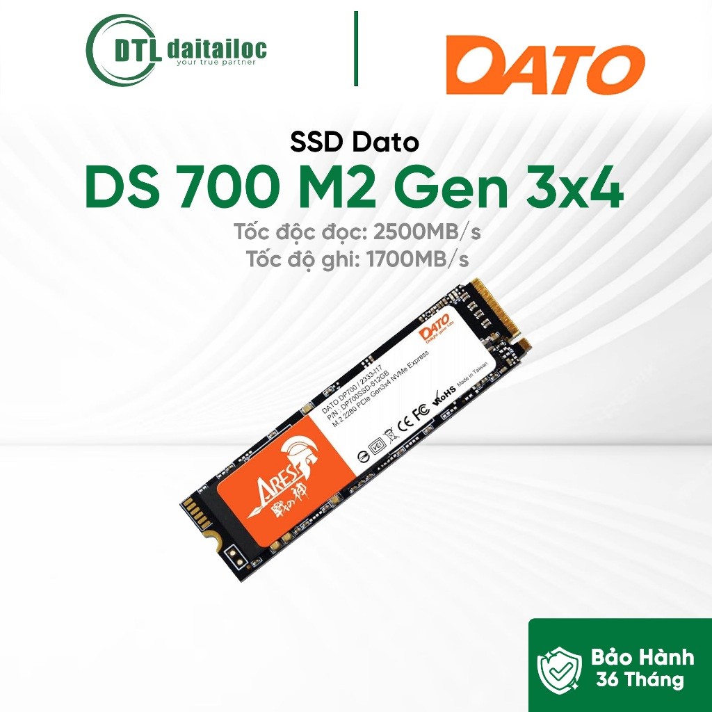 Ổ Cứng SSD DATO DP700 M.2 PCIe NVMe Gen 3x4 | Chính Hãng | Bảo hành 36 tháng