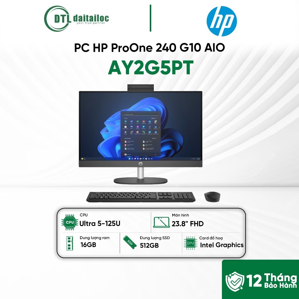 PC HP ProOne 240 G10 AIO Core Ultra 5-125U 16GB 512GB SSD 23.8" FHD Win 11 AY2G5PT | Chính hãng | Bả