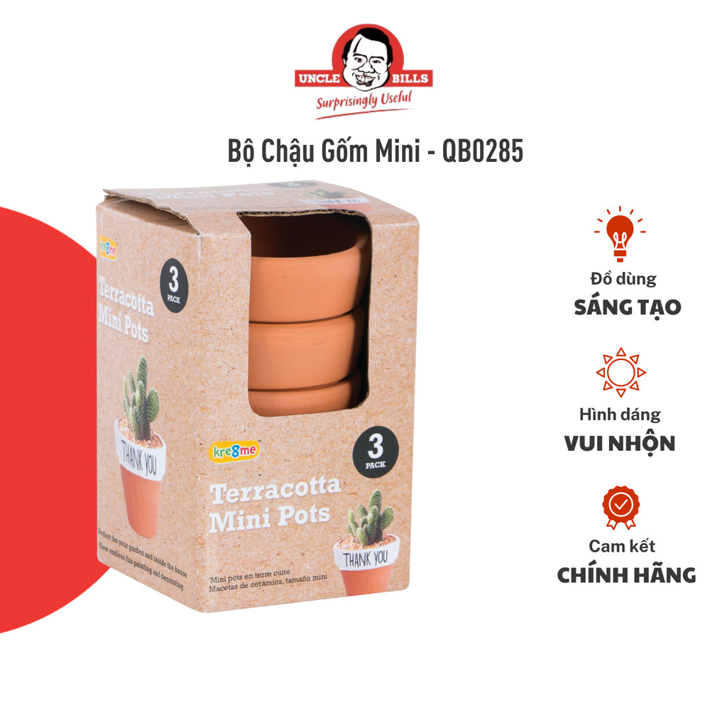 Chậu gốm mini 3 cái/bộ UNCLE BILLS QB0285