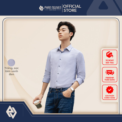 Áo sơ mi công sở họa tiết nam Phan Nguyễn, chất liệu sợi tre cao cấp mềm mại, nhẹ, thoáng mát, chống tia UV SMD.1246
