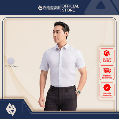 Áo sơ mi ngắn tay nam Phan Nguyễn, chất liệu linen cao cấp, mềm mát, form regular fit SMC.548