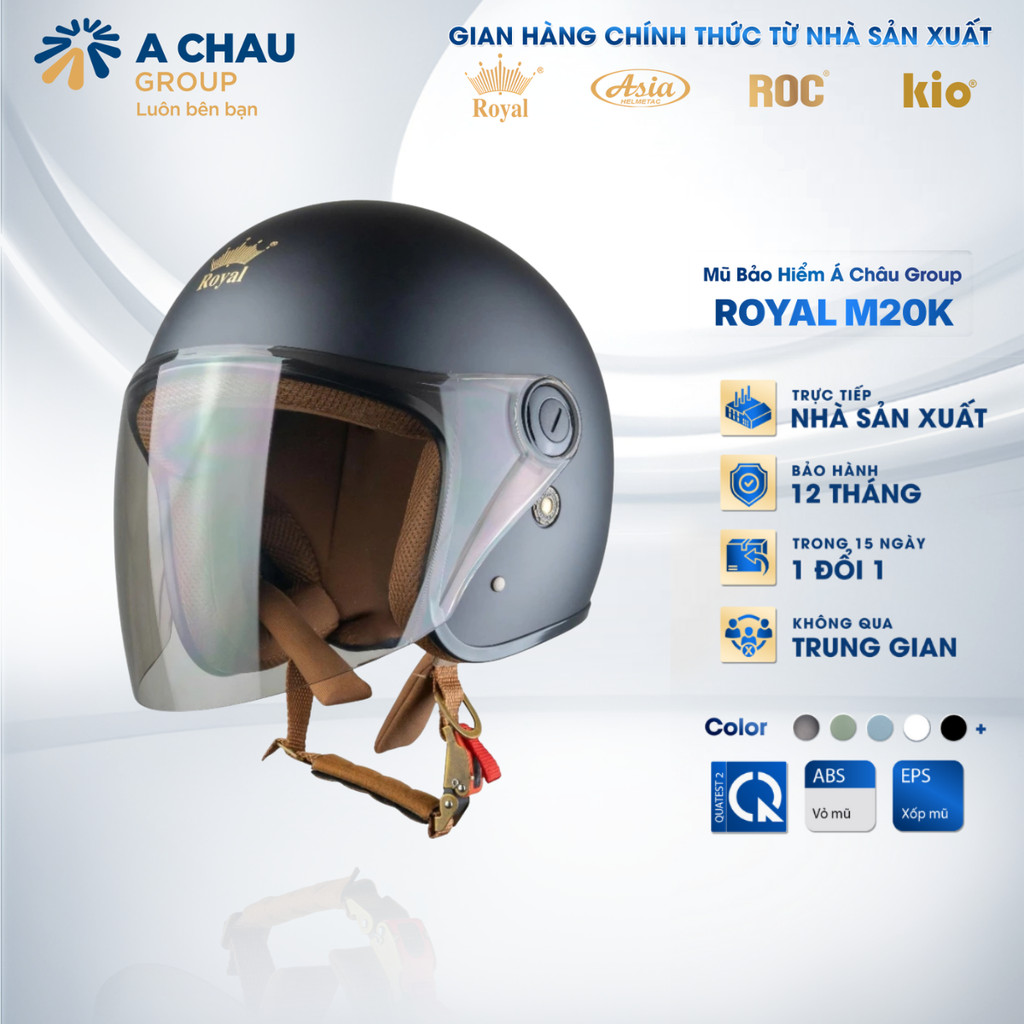 [NHÀ SẢN XUẤT] Mũ Bảo Hiểm 3/4 Royal M20K Kính Dài Che Full Mặt Chống UV Nam Nữ Bảo Hành 12 Tháng