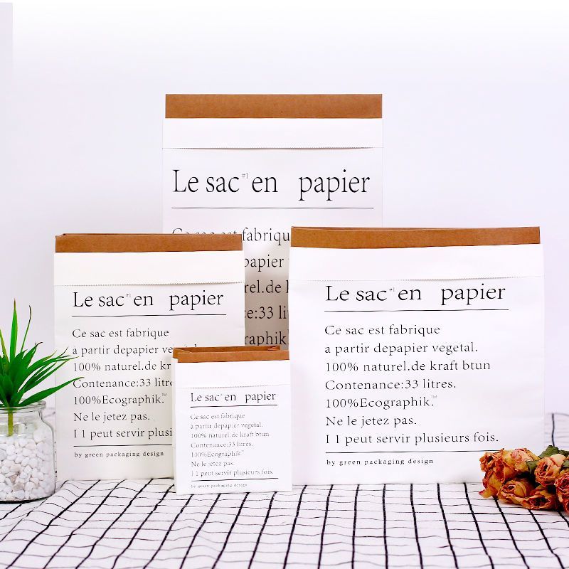 Kraft Túi Quà Tặng Chính Hãng Bắc Âu Tối Giản Túi Giấy Kraft Bảo Quản Gói Túi Giấy Lớn Hai Mặt Giấy 