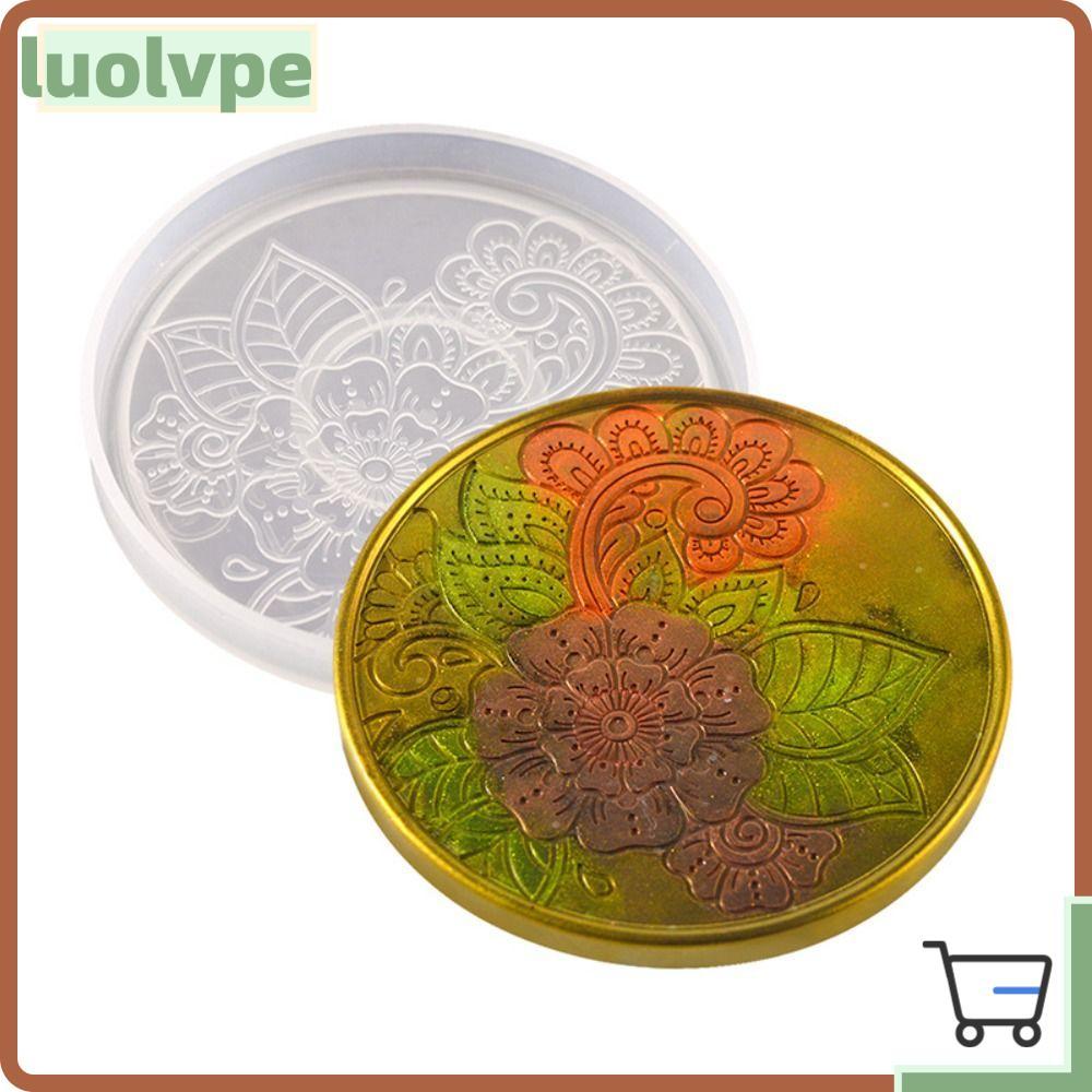 LUOLVUO Silicone Coaster Khuôn, Hình Hoa Nhựa Epoxy DIY Coaster Khuôn, Nhựa Nghệ Thuật 10.5cm Coaste